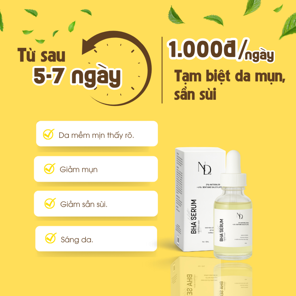 BHA ND tẩy tế bào chết hóa học, hỗ trợ giảm mụn Face & Body,... - BHA Serum 8%