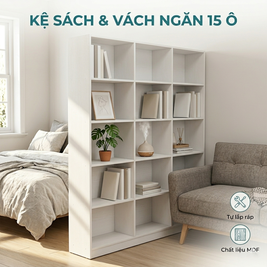 Kệ Gỗ, Tủ Module, Nhiều Tầng, Đa Kích Thước, Hợp Phòng Khách, Phòng Làm Việc, Lưu Trữ Gọn Gàng