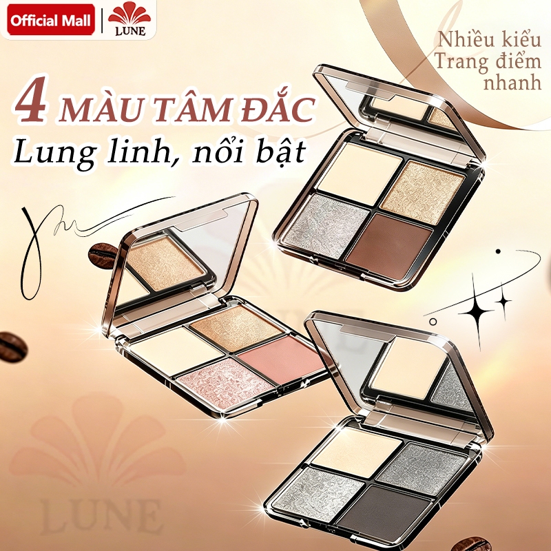 Bảng phấn mắt 4 màu cho người mới, Giá tốt, Chất lượng, Một bảng đủ dùng, Một lần đã lên màu, Không vón