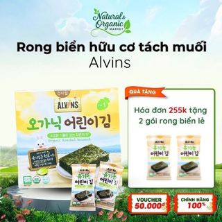 Rong Biển Hữu Cơ Tách Muối Cho Bé Hộp 15g Alvins Giàu Khoáng Chất, Bổ Sung Iốt - Natural Market