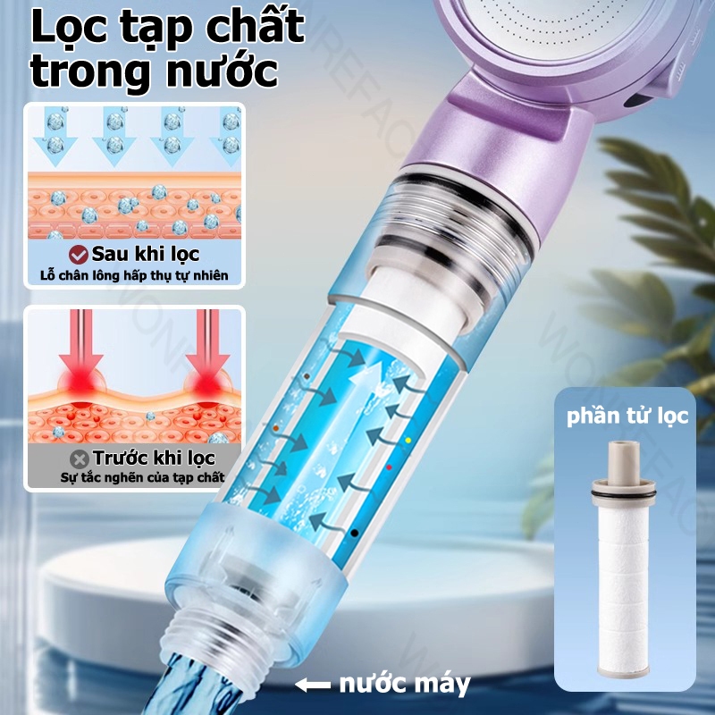 Vòi Hoa Sen Tắm Cho Bé Lọc Nước Tăng Áp 3 Chế Độ Dòng Nước Êm Ái Lõi Lọc PP Kháng Khuẩn Chăm Sóc Da Nhạy Cảm Cao Cấp