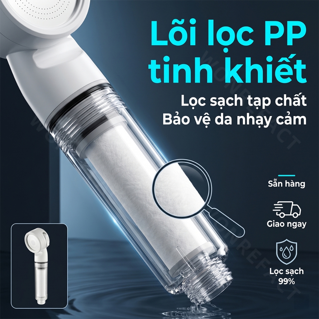 Vòi Hoa Sen Tắm Cho Bé Lọc Nước Tăng Áp 3 Chế Độ Dòng Nước Êm Ái Lõi Lọc PP Kháng Khuẩn Chăm Sóc Da Nhạy Cảm Cao Cấp