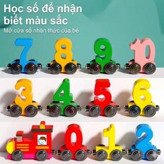 Đồ chơi tàu hỏa số bằng gỗ Montessori bảng học số nhận biết số đếm cho bé đồ chơi giáo dục