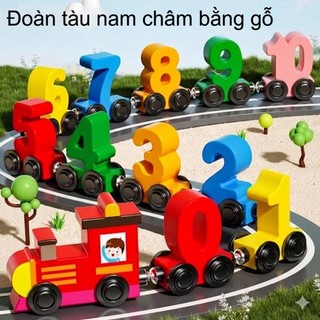 Đồ chơi tàu hỏa số bằng gỗ Montessori bảng học số nhận biết số đếm cho bé đồ chơi giáo dục