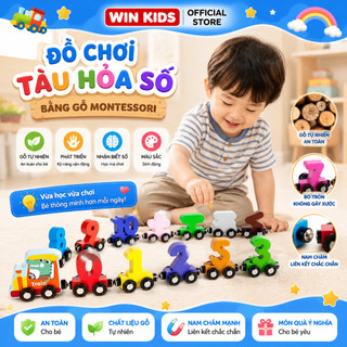 Đồ chơi tàu hỏa số bằng gỗ Montessori bảng học số nhận biết số đếm cho bé đồ chơi giáo dục