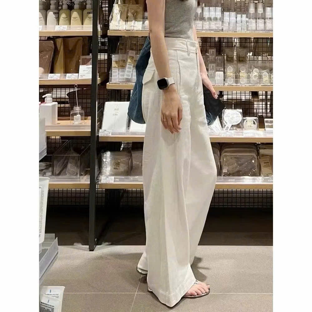 𝗛𝗶𝗻 𝗣𝗮𝗻𝘁𝘀  - Quần Linen ống xuông lưng nữa chun