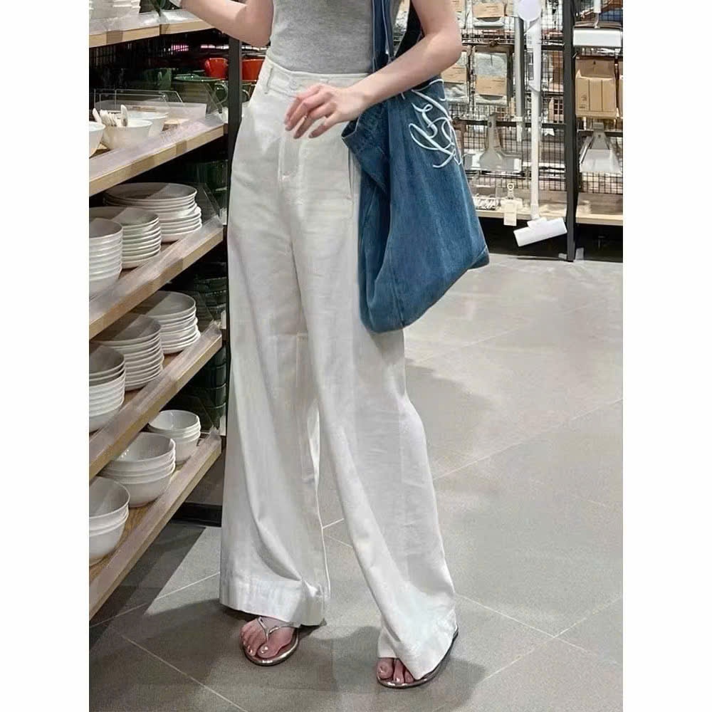 𝗛𝗶𝗻 𝗣𝗮𝗻𝘁𝘀  - Quần Linen ống xuông lưng nữa chun