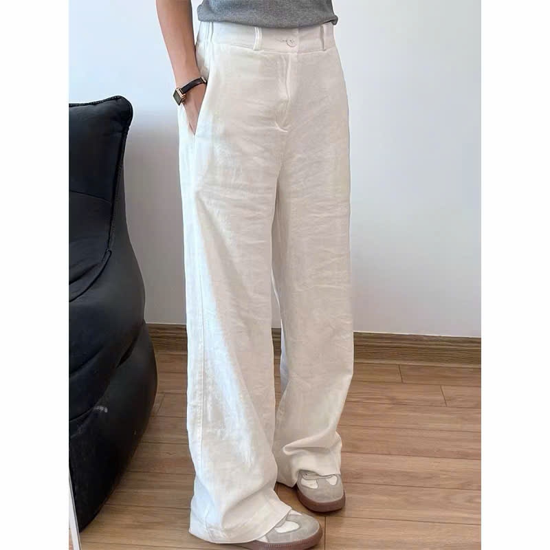𝗛𝗶𝗻 𝗣𝗮𝗻𝘁𝘀  - Quần Linen ống xuông lưng nữa chun