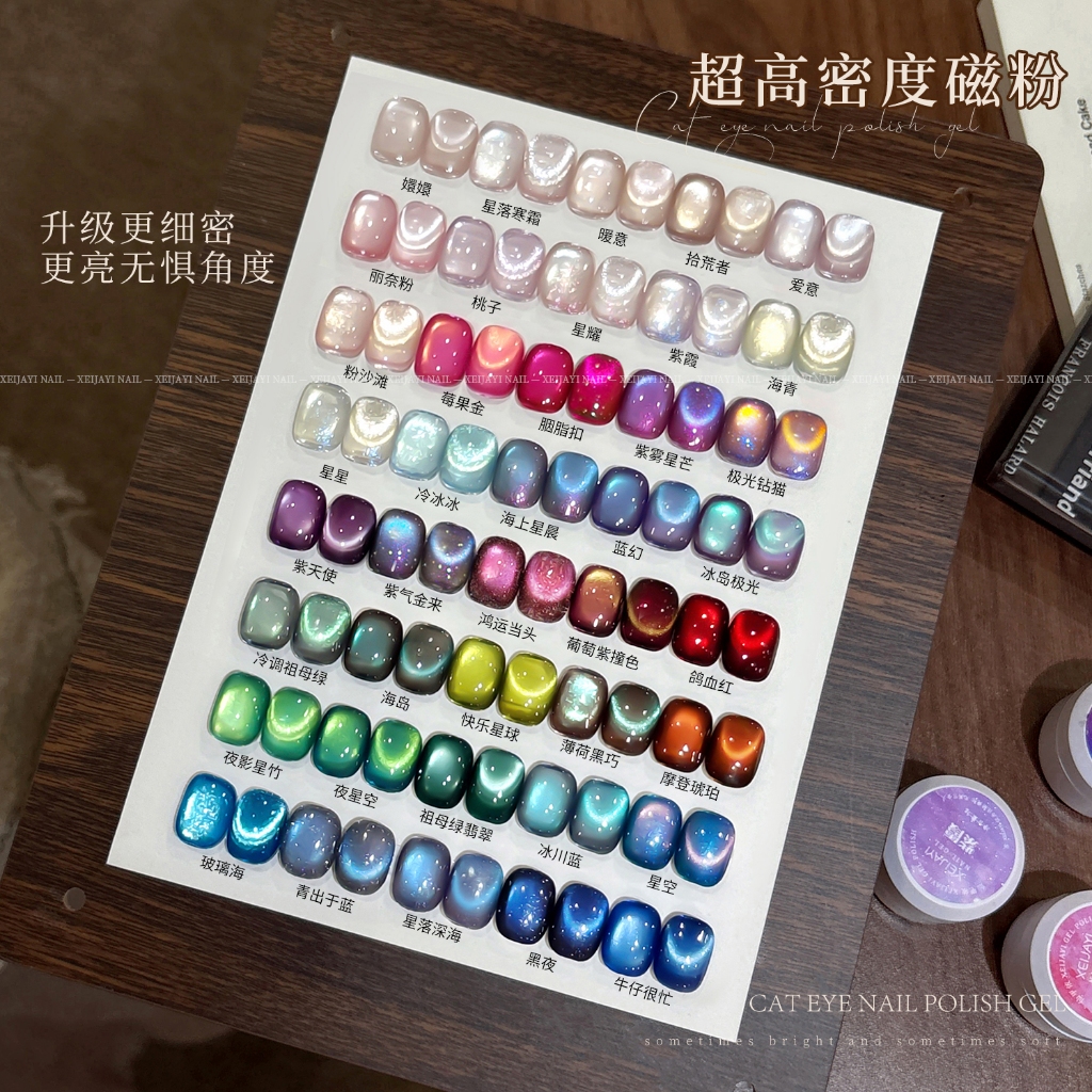 XEIJAYI 5g sơn móng tay gel mắt mèo lấp lánh màu đỏ đen mới hợp thời trang, lâu trôi và bền bỉ