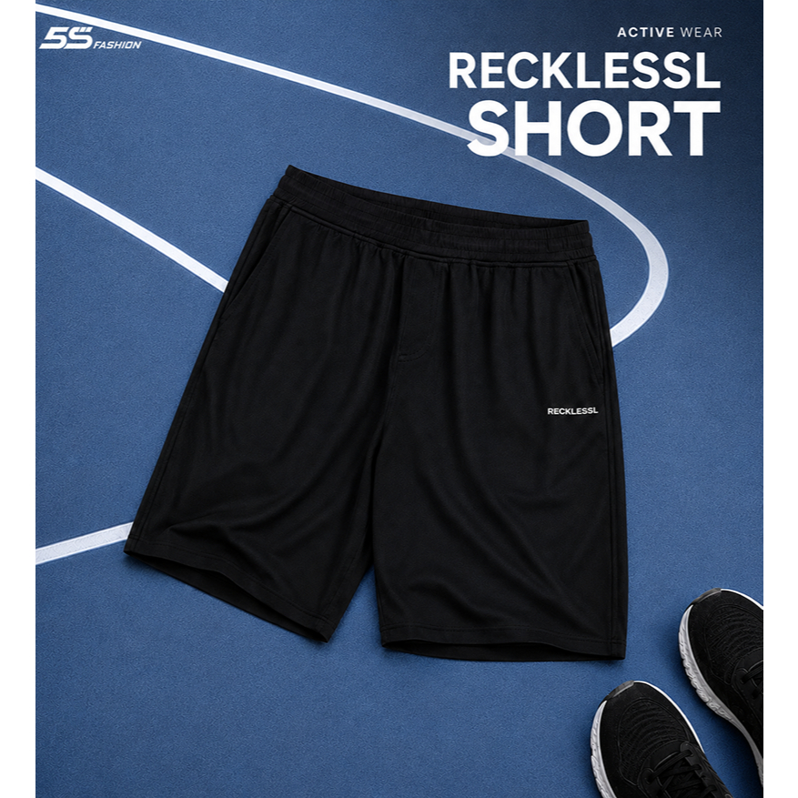 [OUTLET] Quần Short Nam RECKLESSL 5S FASHION Cạp Chun Phom Slimfit Khỏe Khoắn MBQST26008