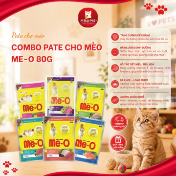 [COMBO 24 ] Pate Me-o Cho Mèo Mọi Lứa Tuổi Gói 80g, Pate Dạng Gói Cho Mèo, Pate Me- Nhiều Vị Thơm Ngon Dinh Dưỡng Dễ Ăn