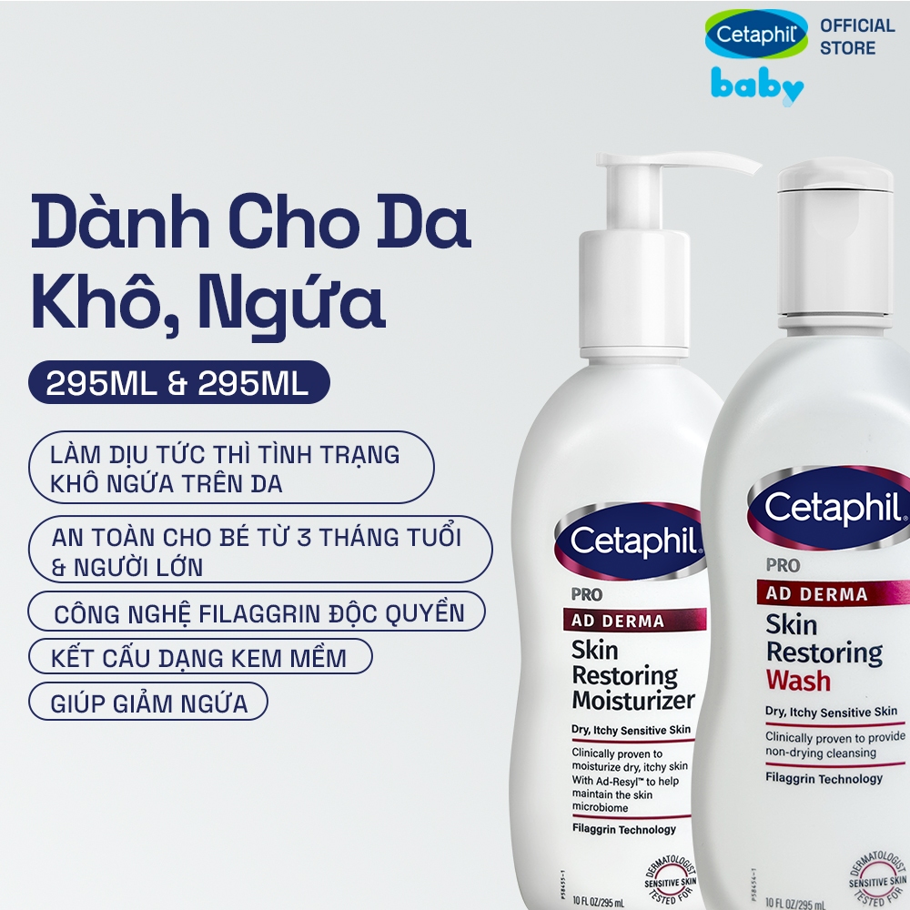 Combo Sữa Tắm & Sữa Dưỡng Ẩm dành cho da khô, ngứa Pro AD Derma Wash 295ml & Pro AD Derma Moisturizer 295ml