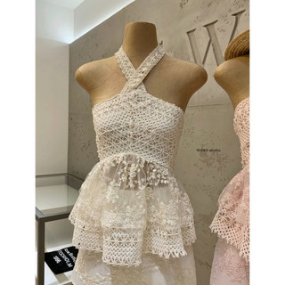 𝐏𝐡𝐢𝐞𝐧 𝐖𝐆𝐖𝐄 | (Sẵn) w9332 Set Bèo Áo Yếm Ren Peplum Mix Chân Váy A Điệu Đà