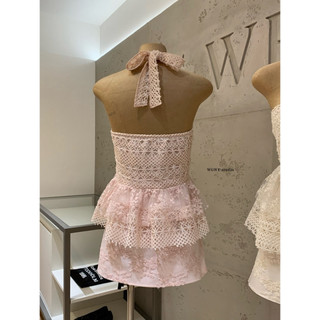 𝐏𝐡𝐢𝐞𝐧 𝐖𝐆𝐖𝐄 | (Sẵn) w9332 Set Bèo Áo Yếm Ren Peplum Mix Chân Váy A Điệu Đà