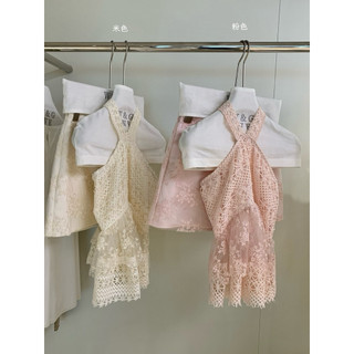 𝐏𝐡𝐢𝐞𝐧 𝐖𝐆𝐖𝐄 | (Sẵn) w9332 Set Bèo Áo Yếm Ren Peplum Mix Chân Váy A Điệu Đà