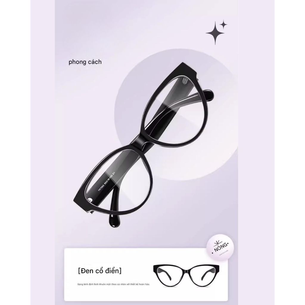 Kính Cận Thời Trang MOCO 7065 Form Mắt Mèo, Chống Ánh Sáng Xanh, Phong Cách Hàn Quốc