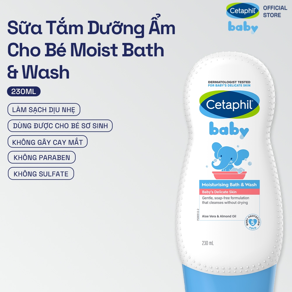 Sữa tắm dưỡng ẩm dịu lành cho bé CETAPHIL BABY MOIST BATH & WASH 230ML