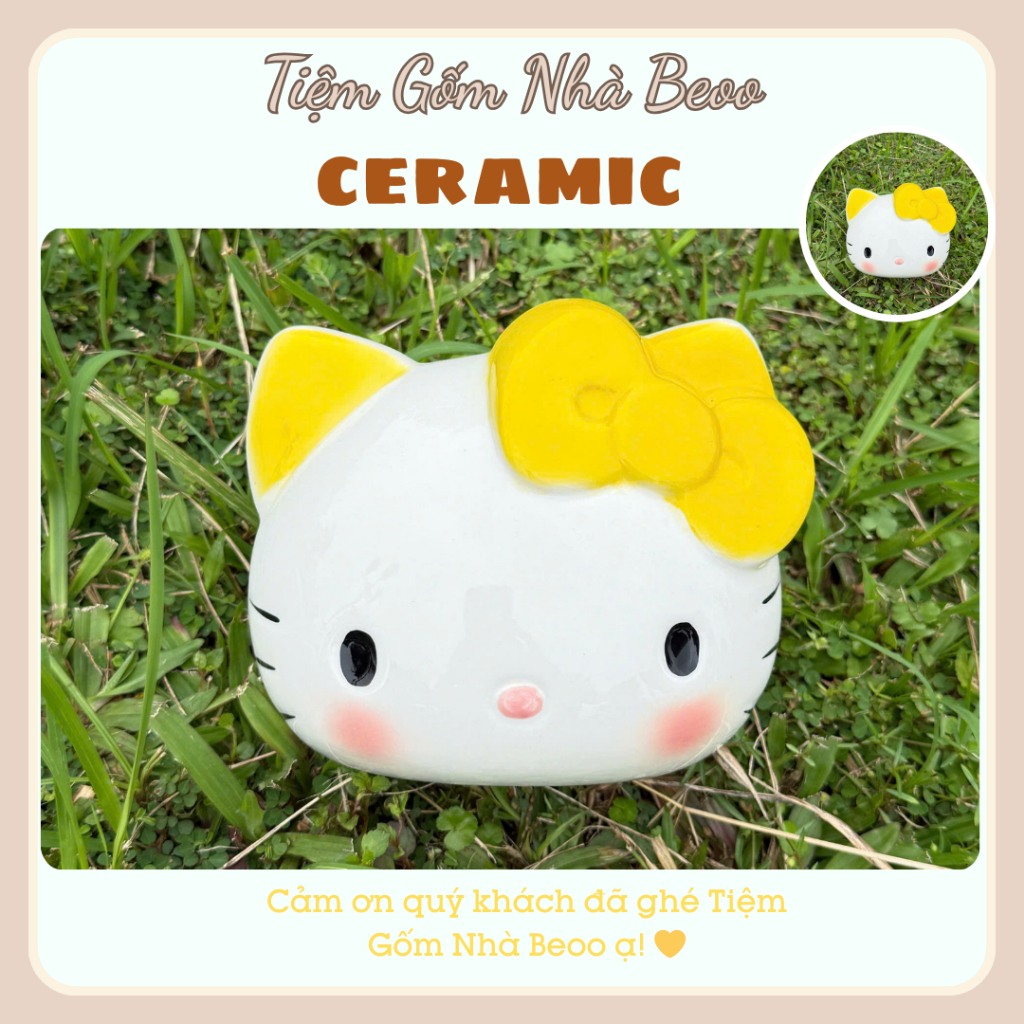 Heo Đất Hello Kitty Bát Tràng – Ống Heo Tiết Kiệm Tiền Siêu Dễ Thương, Trang Trí & Quà Tặng Ý Nghĩa