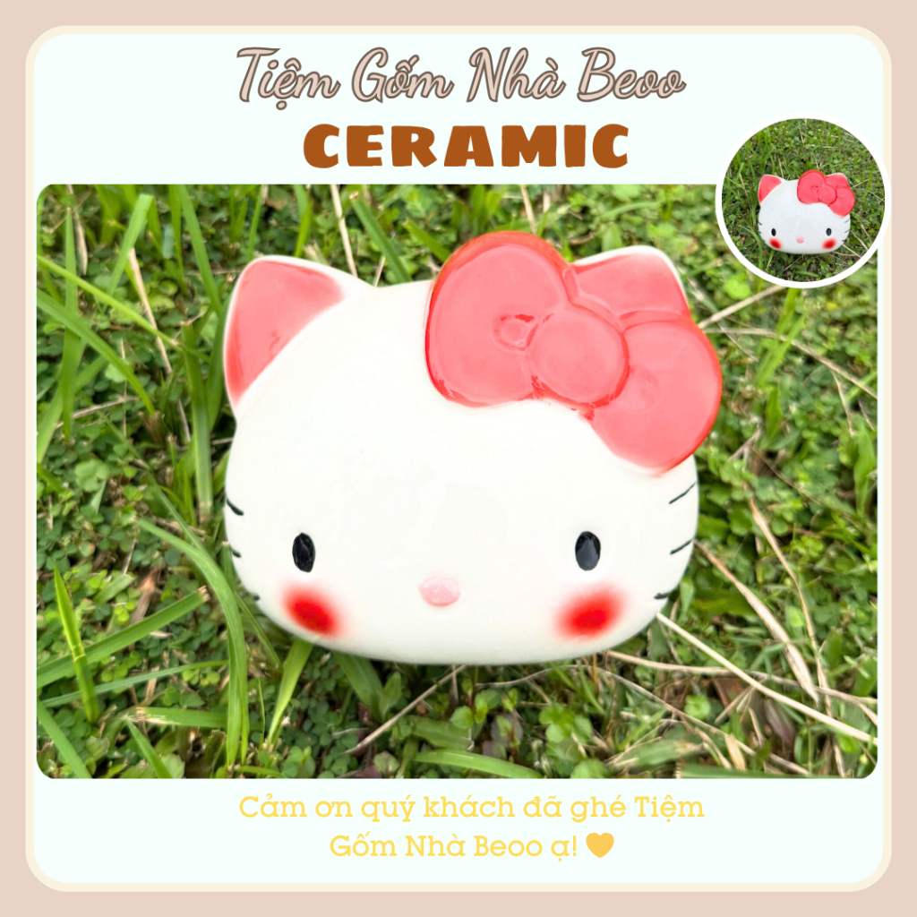 Heo Đất Hello Kitty Bát Tràng – Ống Heo Tiết Kiệm Tiền Siêu Dễ Thương, Trang Trí & Quà Tặng Ý Nghĩa