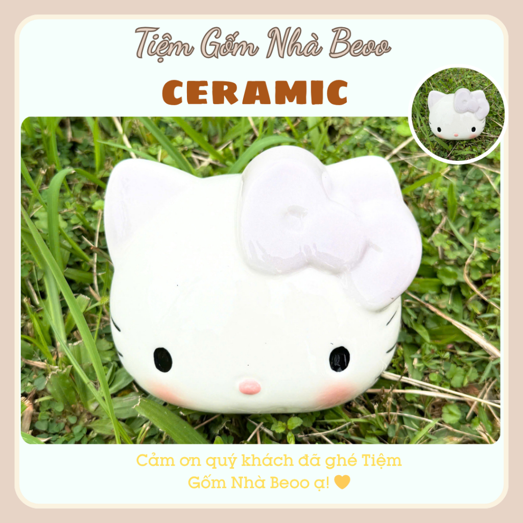 Heo Đất Hello Kitty Bát Tràng – Ống Heo Tiết Kiệm Tiền Siêu Dễ Thương, Trang Trí & Quà Tặng Ý Nghĩa