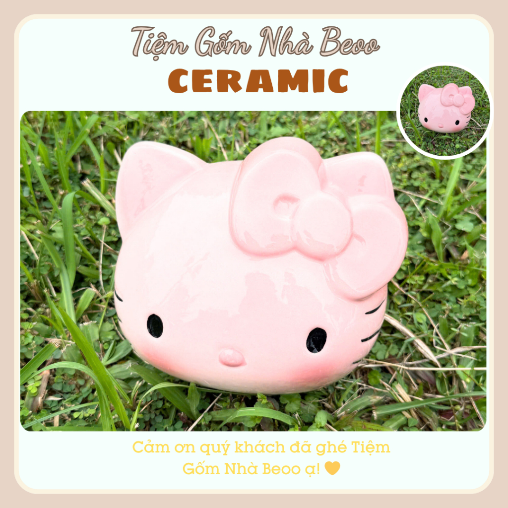 Heo Đất Hello Kitty Bát Tràng – Ống Heo Tiết Kiệm Tiền Siêu Dễ Thương, Trang Trí & Quà Tặng Ý Nghĩa