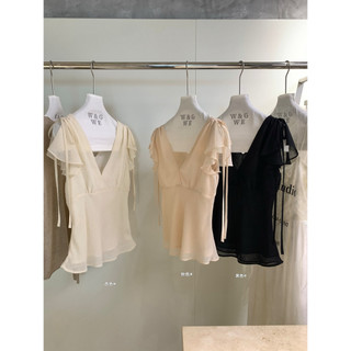 𝐏𝐡𝐢𝐞𝐧 𝐖𝐆𝐖𝐄 | (Sẵn) w9778 Áo Voan Tay Hến Bèo Cổ V 2 Lớp Peplum