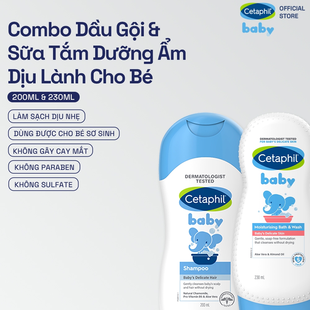 Combo Dầu gội dịu lành SHAMPOO 200ML + Sữa tắm dưỡng ẩm dịu lành MOIST BATH & WASH 230ML