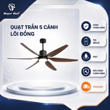 Quạt Trần 5 Cánh Lõi Đồng, Quạt trần lắp trong nhà, Quạt trần trang chí chính hãng Mayor Wolf