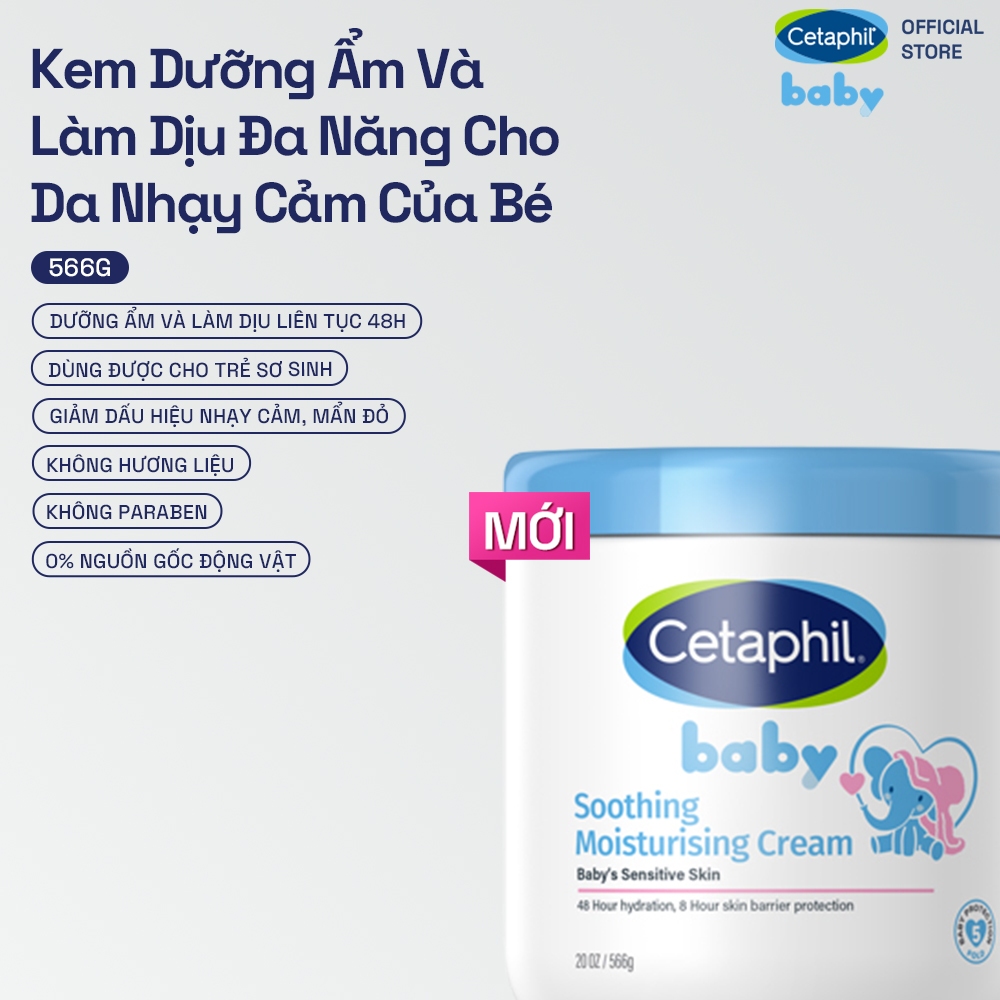 [Cetaphil X Hannah] Kem dưỡng ẩm và làm dịu cho bé Cetaphil Baby Soothing & Moisturising Cream hũ 566g