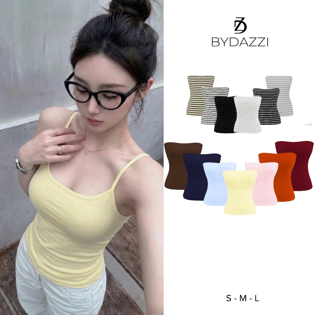 [KÈM MÚT] Áo hai dây nữ basic ôm dáng chất thun cotton mịn tôn dáng DAZZI Women A057
