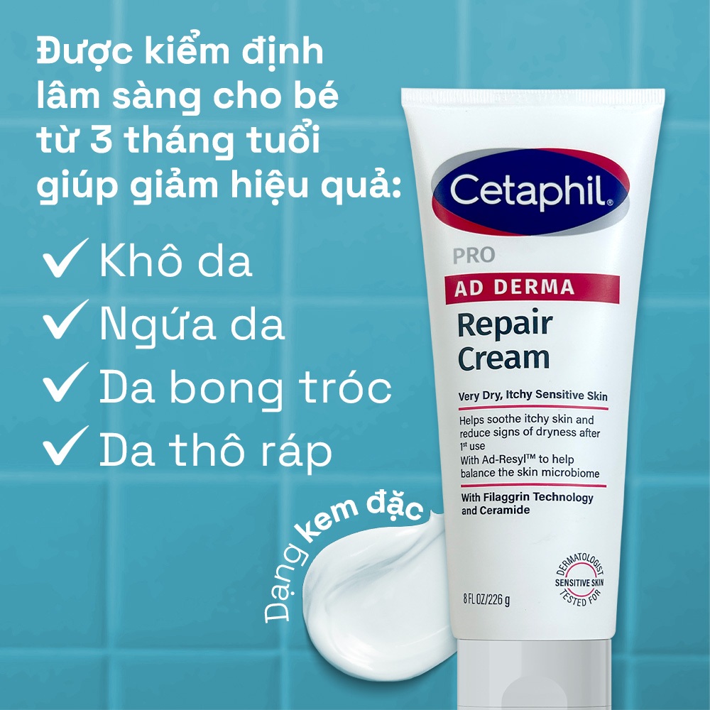 Kem làm dịu và phục hồi dịu lành dành cho da khô, ngứa CETAPHIL PRO AD DERMA REPAIR CREAM 227g
