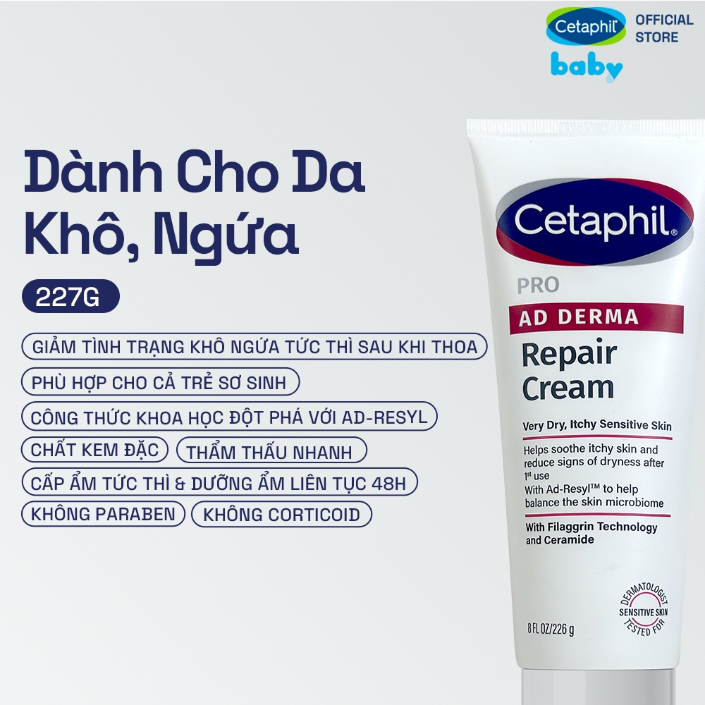 Kem làm dịu và phục hồi dịu lành dành cho da khô, ngứa CETAPHIL PRO AD DERMA REPAIR CREAM 227g