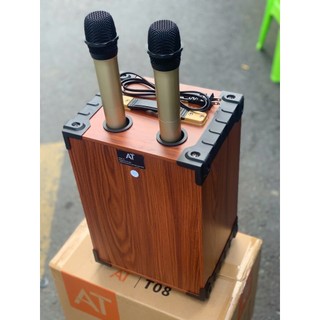 Loa Bluetooth Karaoka At-T9 + T8  Bass 20cm, Bo Mạch 5 Nút Chỉnh Được Bass Treble Micro, Mic Chống Hú