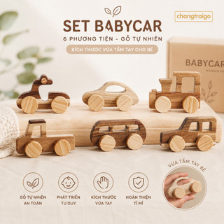 Bộ Xe Gỗ Phương Tiện Giao Thông Quà tặng thôi nôi Chất Liệu Gỗ Tự Nhiên An Toàn Cho Trẻ, Xe Gỗ Bền