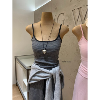 𝐏𝐡𝐢𝐞𝐧 𝐖𝐆𝐖𝐄 | (Sẵn) w9586 Set Áo 2 Dây Crt Có Mút Ngực Mix Quần ống Suông Hoạ Tiết Kẻ Ngang
