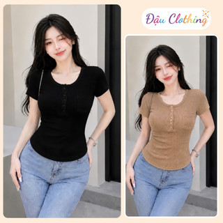 Áo thun bigsize nữ tay ngắn cổ tròn vạt bầu chất gân tăm mịn mát cho nàng mũm mĩm - G13