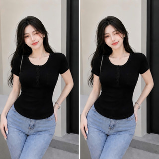 Áo thun bigsize nữ tay ngắn cổ tròn vạt bầu chất gân tăm mịn mát cho nàng mũm mĩm - G13