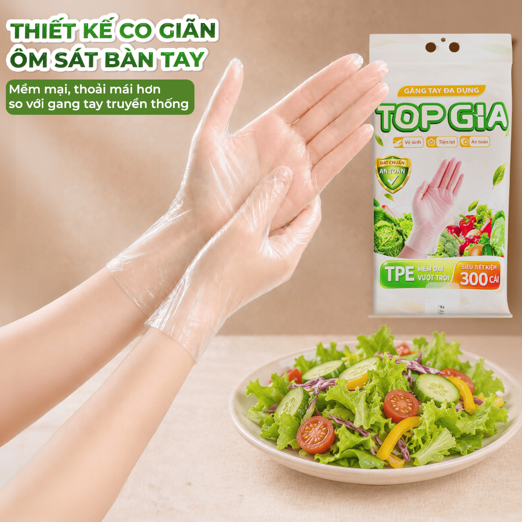 (BỊCH LỚN 300 CÁI- SIÊU DAI) Găng tay TPE treo tường dạng rút đa dụng tặng kèm móc treo phù hợp với tay người Vệt