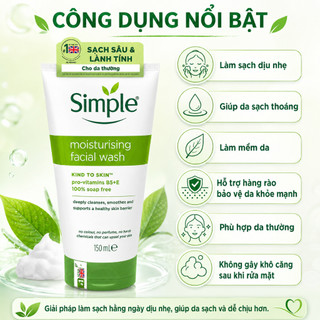 Combo sữa rửa mặt + nước tẩy trang Simple cho da dầu mụn, giảm nhờn, làm sạch da mặt, ngừa mụn ẩn