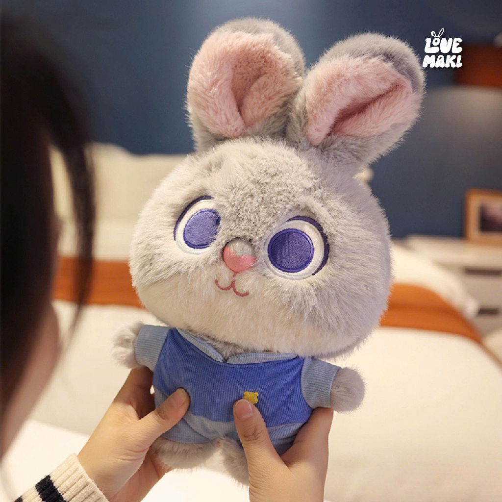 Gấu Bông Cá Và Thỏ Zootopia Nhung Mềm Mịn, Thú Nhồi Bông Cao Cấp Size 30cm Làm Quà Tặng