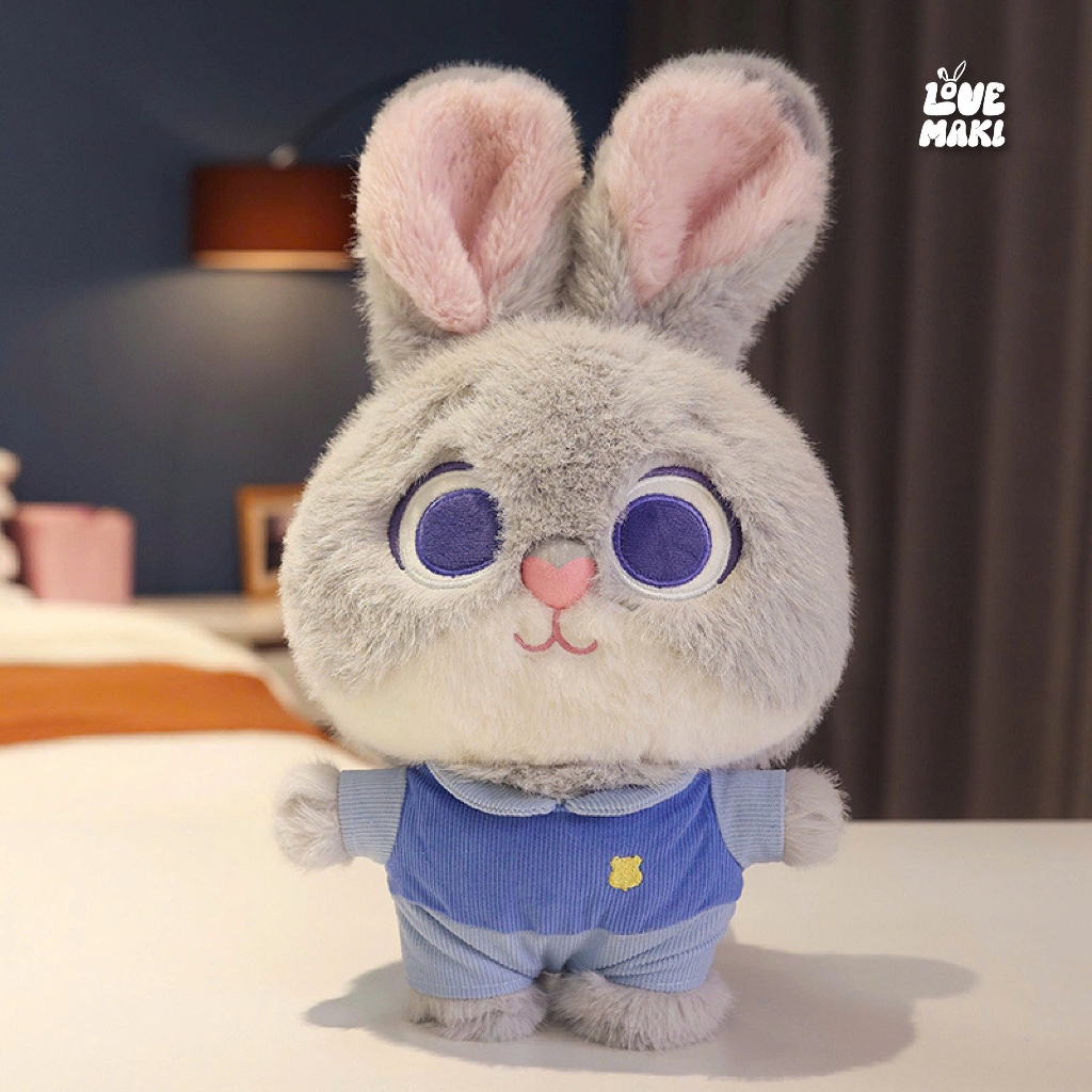 Gấu Bông Cá Và Thỏ Zootopia Nhung Mềm Mịn, Thú Nhồi Bông Cao Cấp Size 30cm Làm Quà Tặng