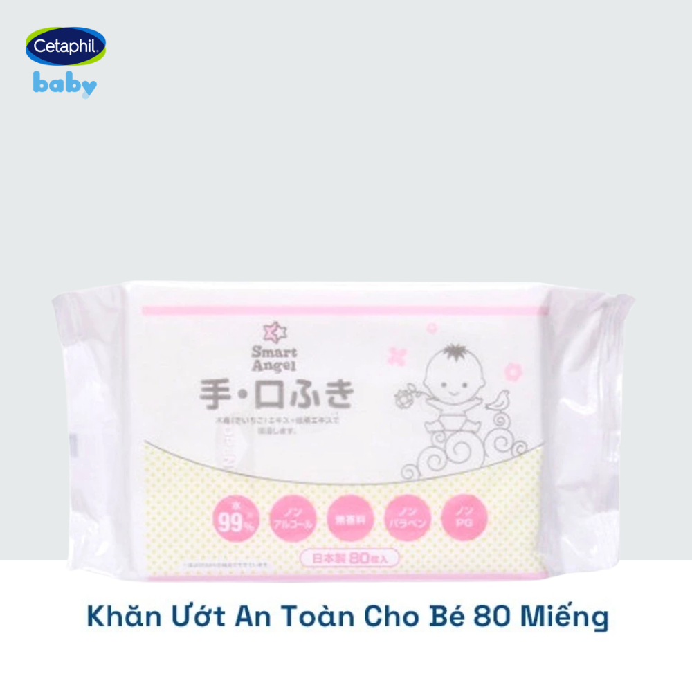 Khăn ướt không mùi, an toàn & lành tính cho bé (màu hồng, 80 miếng)