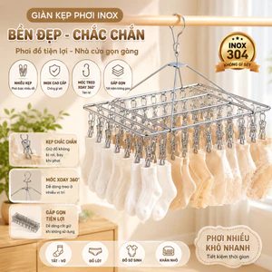 Móc Phơi Quần Áo Nhiều Kẹp Inox Không Gỉ MAISON, Treo Tất Vớ Khăn Đồ Sơ Sinh