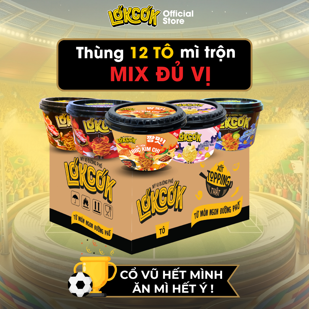 [Chính Hãng] Thùng 12 Tô Mì trộn LOKCOK - Vị Ngon Đường Phố