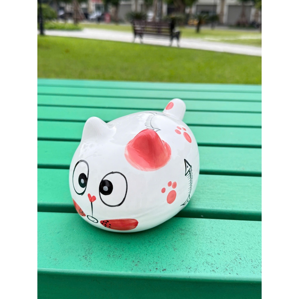 Heo đất mèo bàn nà gốm sứ – Ống heo tiết kiệm siêu dễ thương, màu sắc nổi bật, phù hợp cho bé