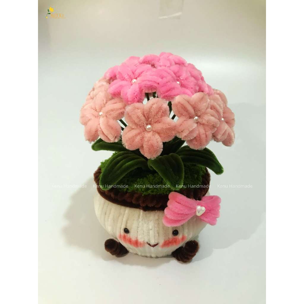 Chậu hoa mini bằng kẽm nhung dùng làm decor bàn làm việc, bàn học, quà tặng người thương