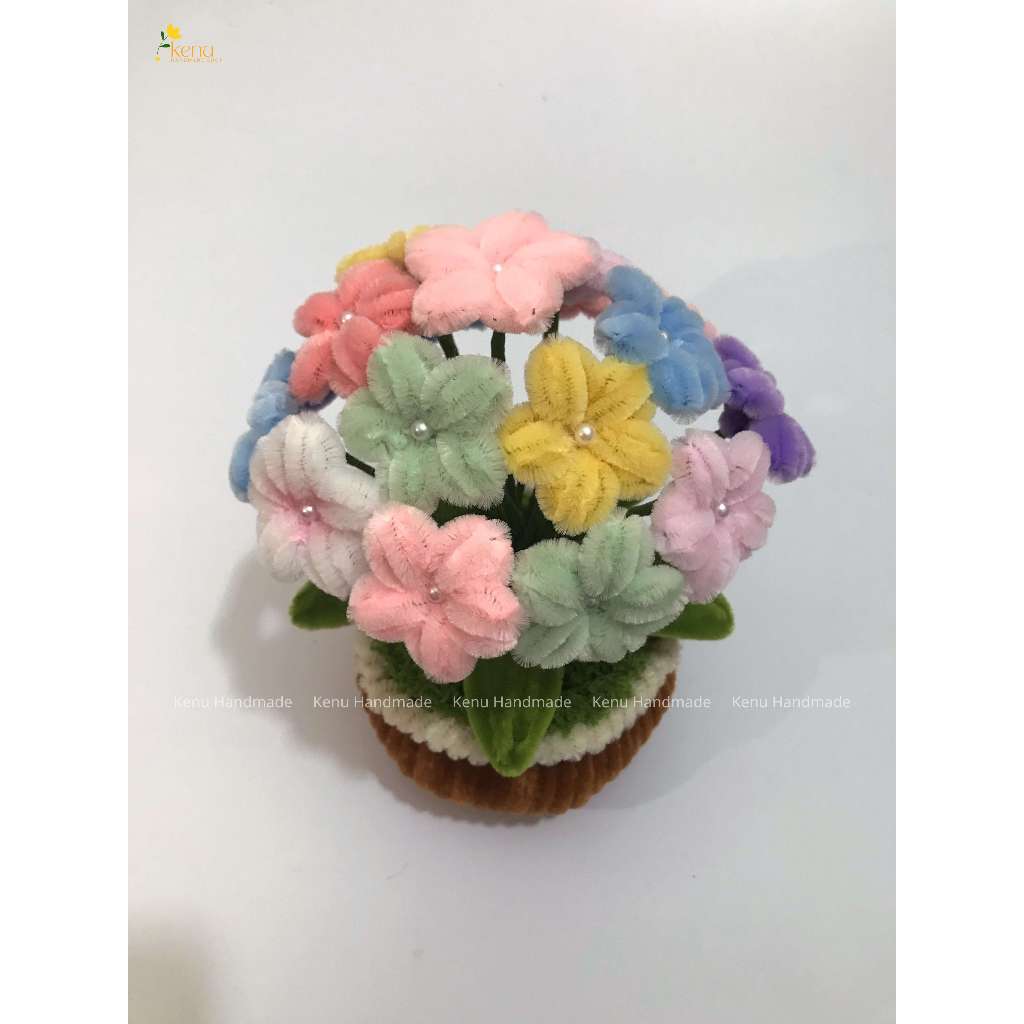 Chậu hoa mini bằng kẽm nhung dùng làm decor bàn làm việc, bàn học, quà tặng người thương