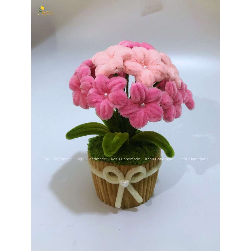 Chậu hoa mini bằng kẽm nhung dùng làm decor bàn làm việc, bàn học, quà tặng người thương