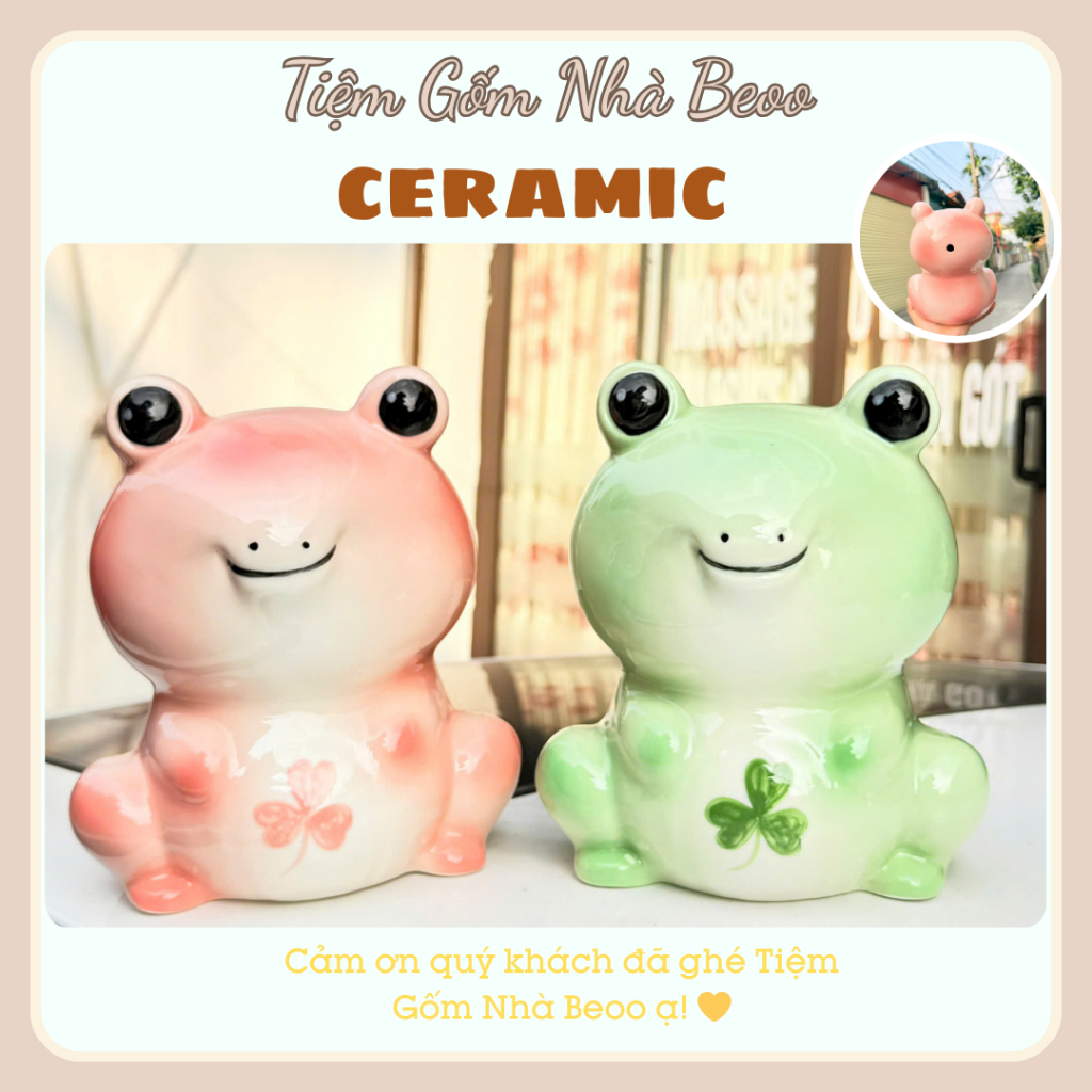 Heo Ếch Gốm Tiết Kiệm Dễ Thương | Heo Sứ Decor Để Bàn, Quà Tặng Ý Nghĩa