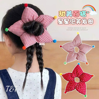 Scrunchie hình ngôi sao phồng cỡ lớn đáng yêu, dây buộc tóc nhồi bông họa tiết dễ thương